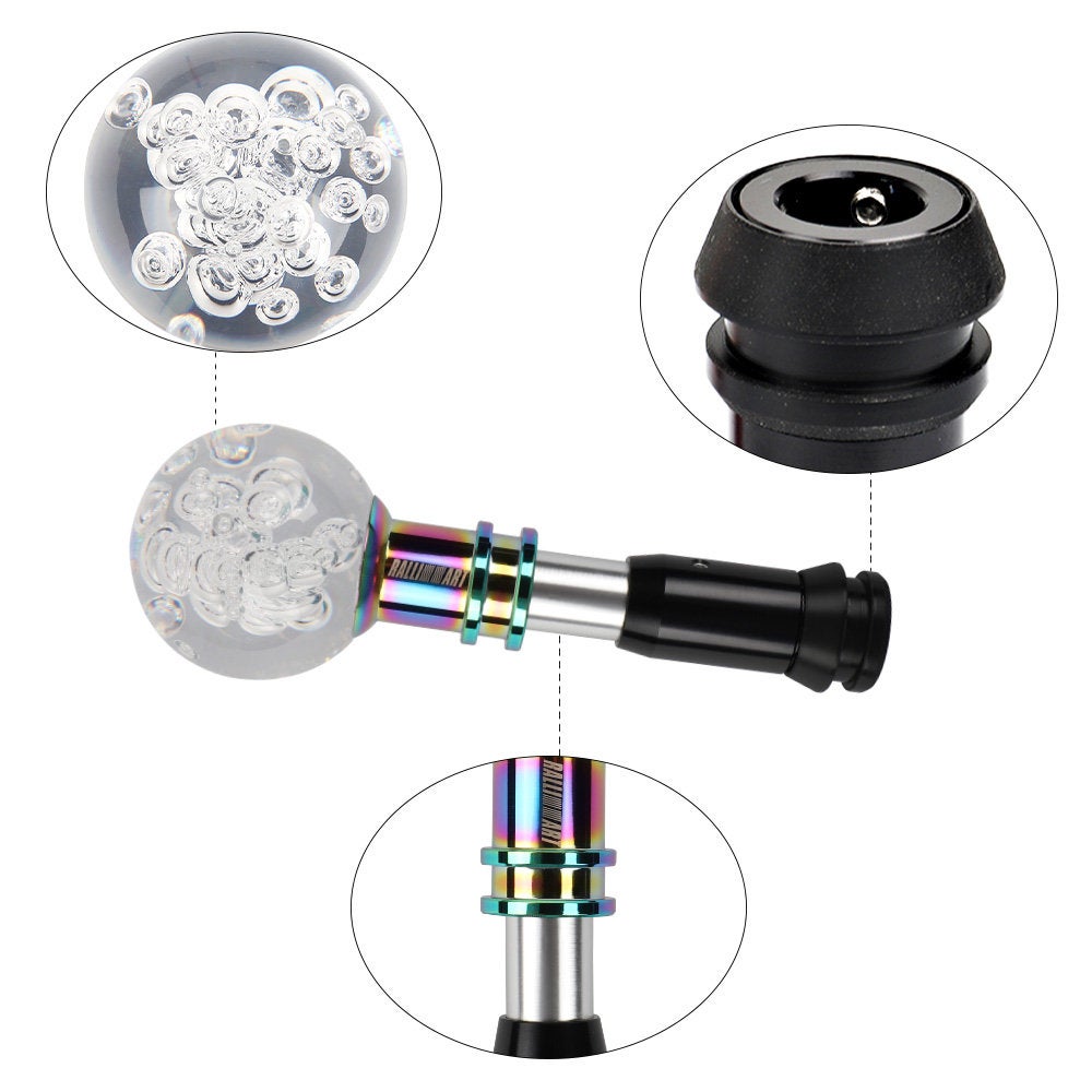 Brand New Universal Jdm Ralliart Round Ball Clear Crystal Bubble Automatic Car Racing Gear Shift Knob Shifter M12 M10 M8