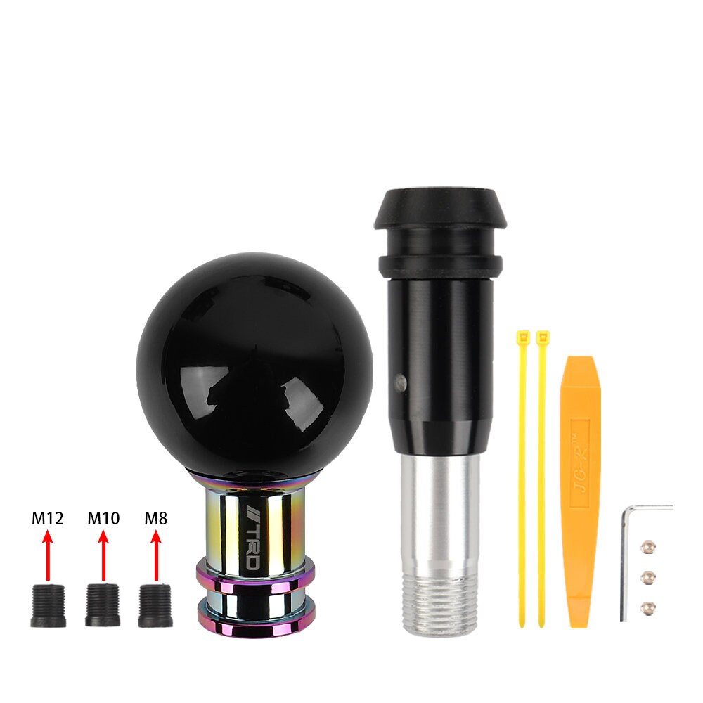 Brand New Universal Jdm TRD Round Ball Black Automatic Car Racing Gear Shift Knob Shifter M12 M10 M8