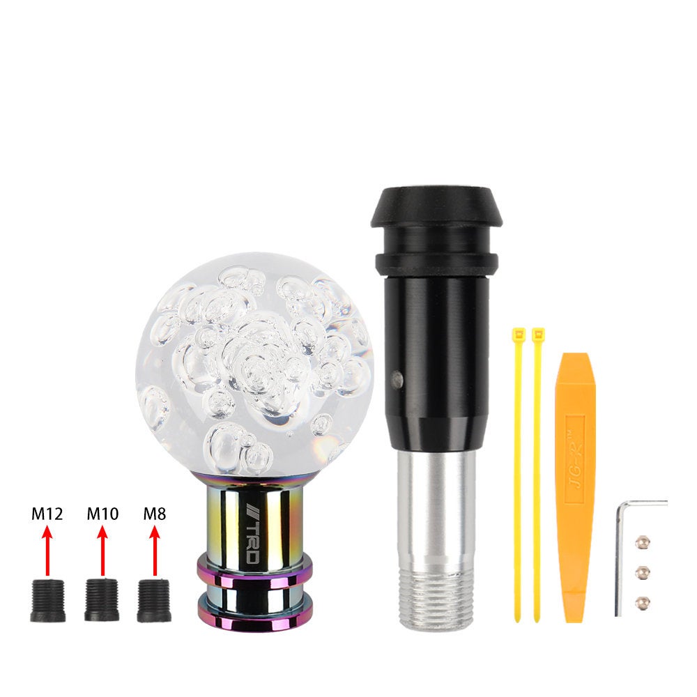 Brand New Universal Jdm TRD Round Ball Clear Bubble Crystal Automatic Car Racing Gear Shift Knob Shifter M12 M10 M8