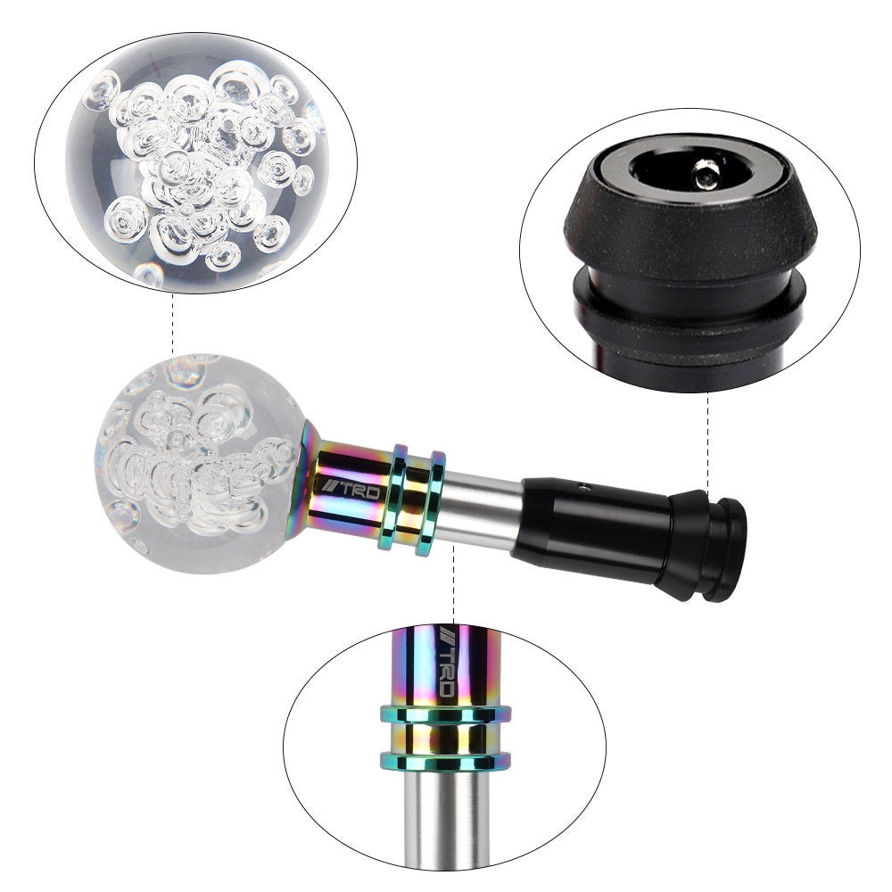 Brand New Universal Jdm TRD Round Ball Clear Bubble Crystal Automatic Car Racing Gear Shift Knob Shifter M12 M10 M8