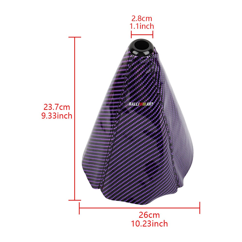 Brand New Universal Ralliart Carbon Fiber Purple Leather PVC Style Black Stitch Leather Gear Manual Shifter Shift Knob Boot