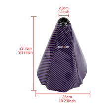 Load image into Gallery viewer, Brand New Universal Ralliart Carbon Fiber Purple Leather PVC Style Black Stitch Leather Gear Manual Shifter Shift Knob Boot