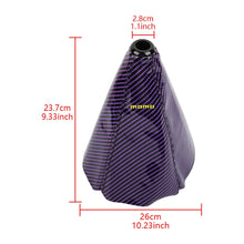 Load image into Gallery viewer, Brand New Universal Momo Carbon Fiber Purple Leather PVC Style Black Stitch Leather Gear Manual Shifter Shift Knob Boot