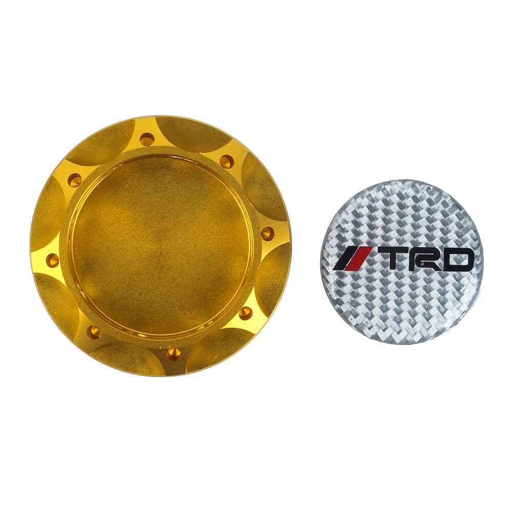 Brand New Toyota TRD Real Carbon Fiber Sticker ALUMNIUM Gold Billet Engine Oil FILLER Cap Toyota