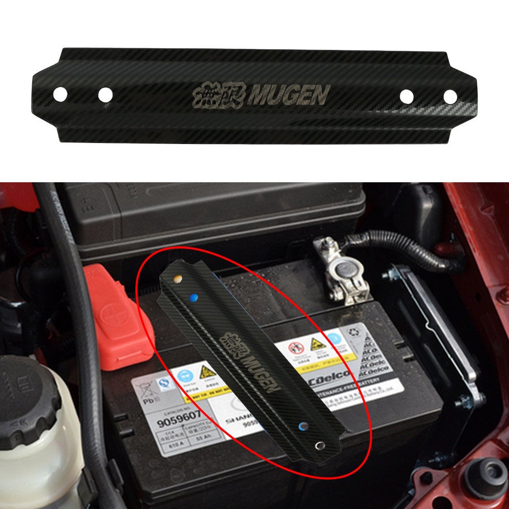 Brand New UNIVERSAL Mugen Carbon Fiber Aluminum Car Battery Tie Down Mount Bracket Brace Bar