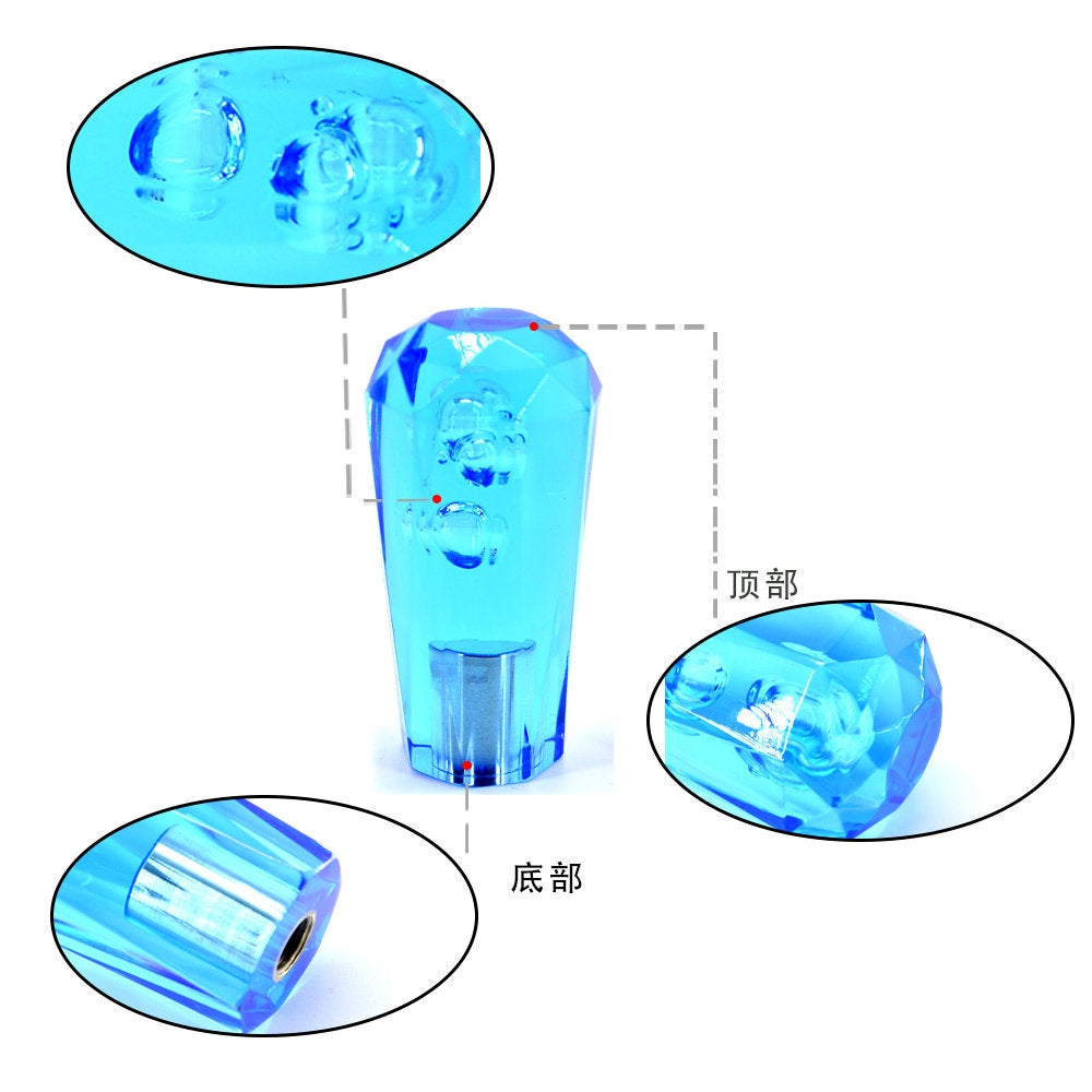 Brand New JDM Universal Diamond Crystal VIP Style Manual Shifter Shift Knob 100MM Blue