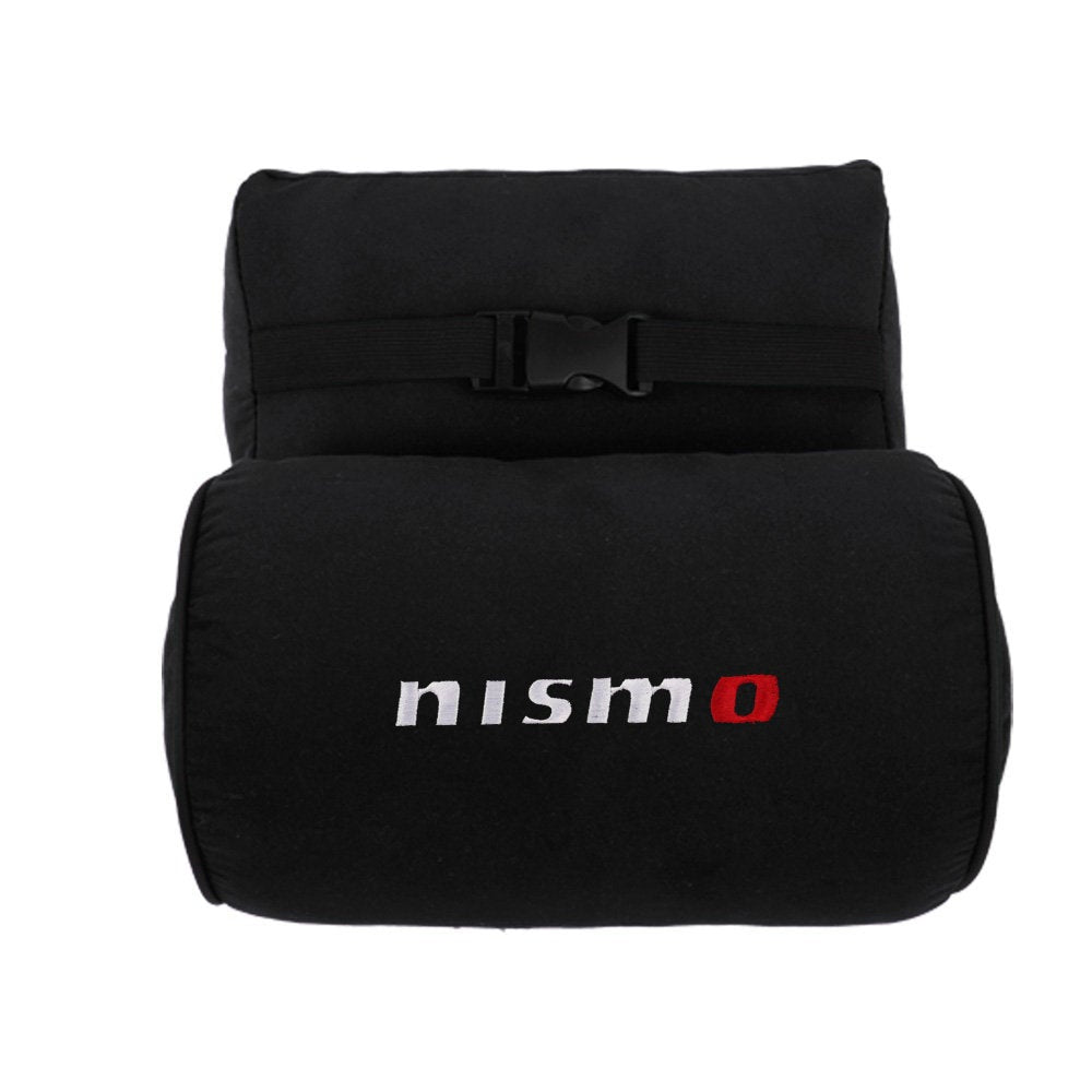 Brand New 2PCS JDM Nismo Black Fabric Material Car Neck Headrest Pillow Fabric Racing Seat