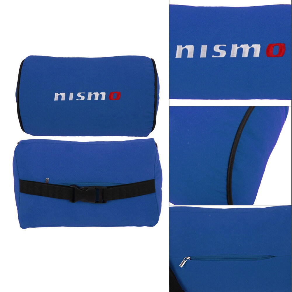 Brand New 1PCS JDM Nismo Blue Fabric Material Car Neck Headrest Pillow Fabric Racing Seat