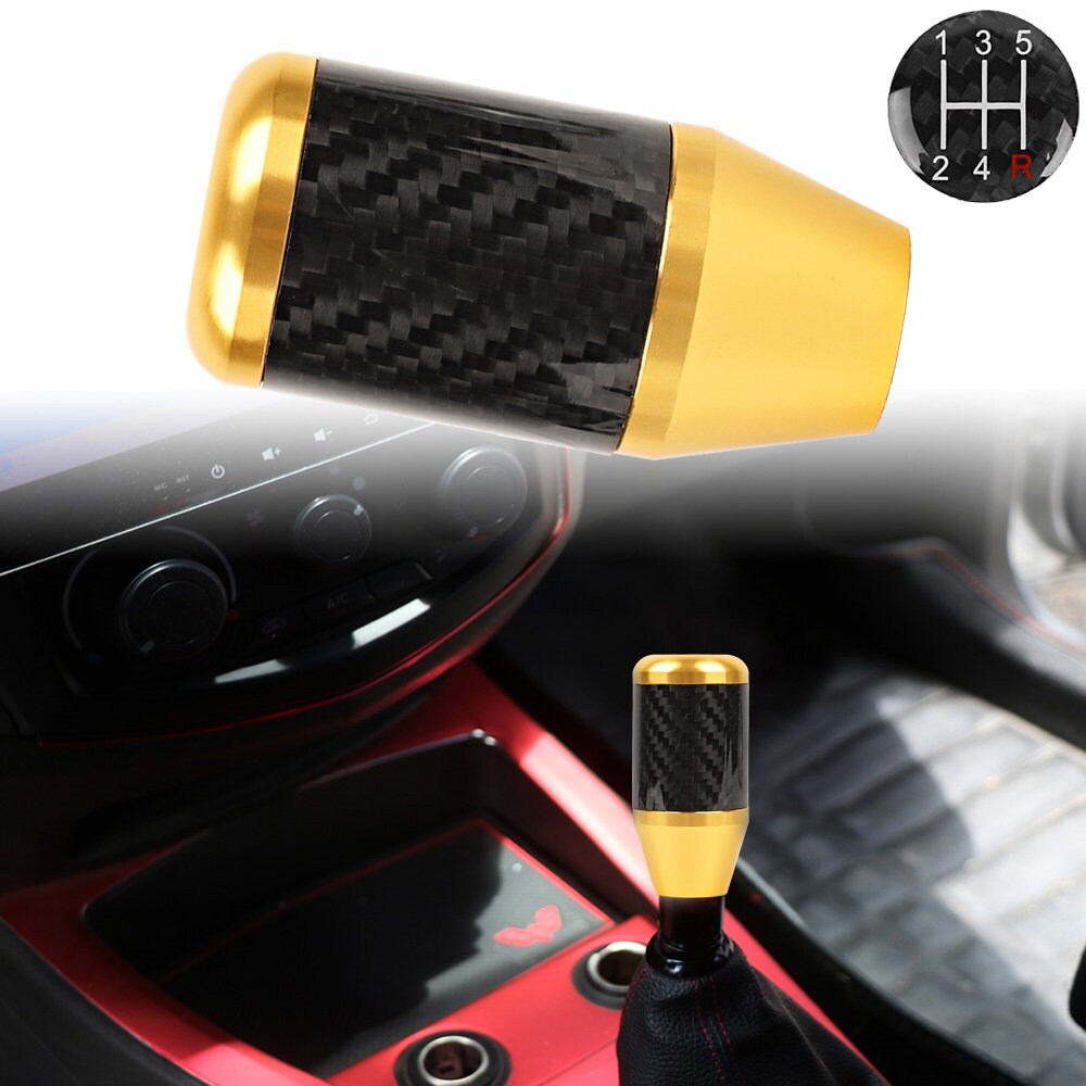 Brand New Universal 5 SPEED Gold Real Carbon Fiber Racing Gear Stick Shift Knob For MT Manual M12 M10 M8