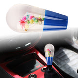 Brand New Universal JDM Blue Crystal Real Flowers Head Manual Car Gear Shift Knob shifter M8 M10 M12