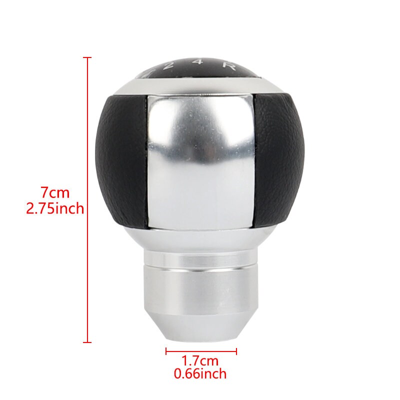 Brand New 5 Speed Leather Round Ball Shape Universal Car Gear Shift Knob Shifter Lever Silver M8 M10 M12