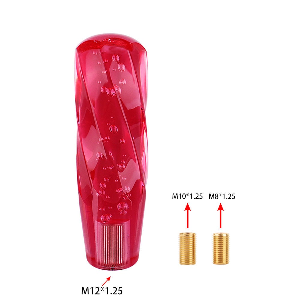 Brand New Universal VIP 150mm Transparent Manual Red Twist Crystal Bubble Racing Gear Shift Knob M8 M10 M12