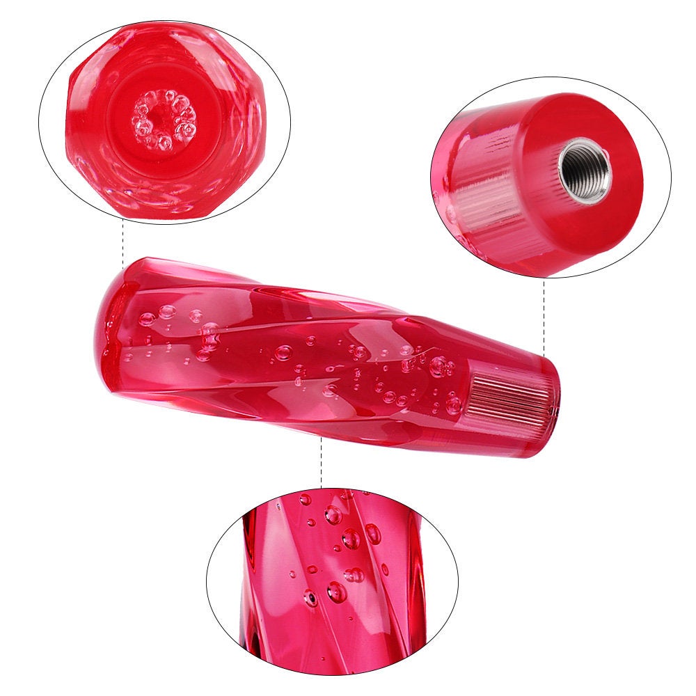 Brand New Universal VIP 150mm Transparent Manual Red Twist Crystal Bubble Racing Gear Shift Knob M8 M10 M12