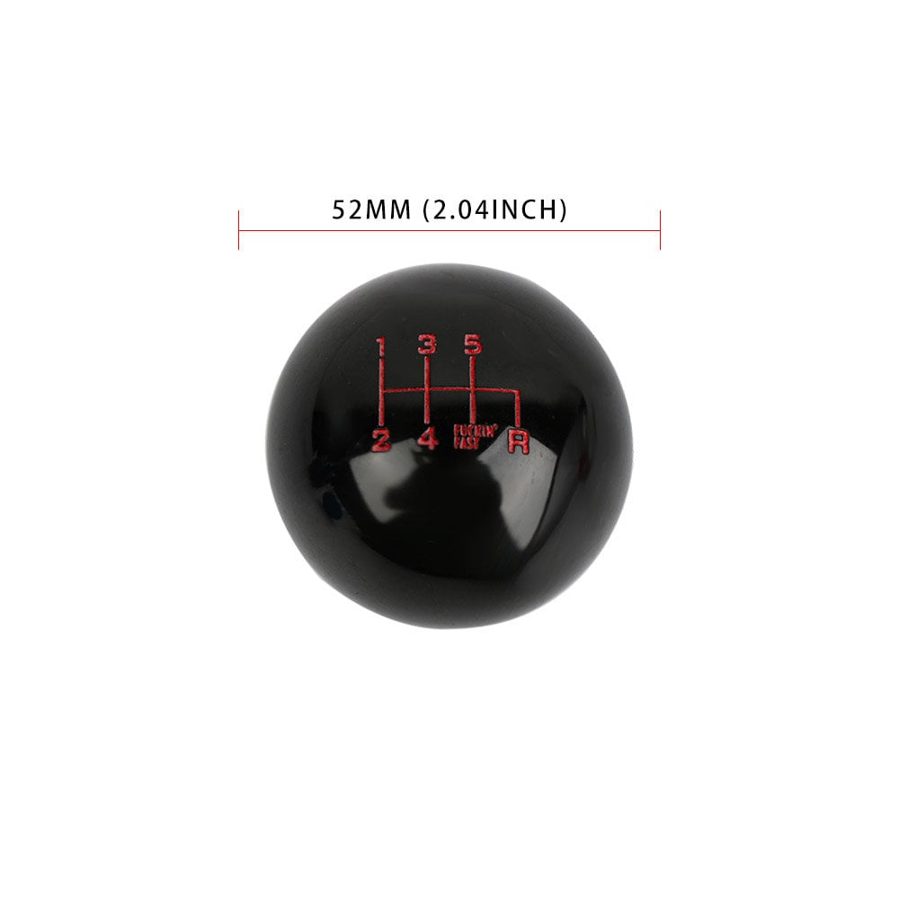 Brand New Universal 6 Speed Fuckin' Fast Round Black Ball Gear Shift Knob Lever M8 M10 M12 Thread