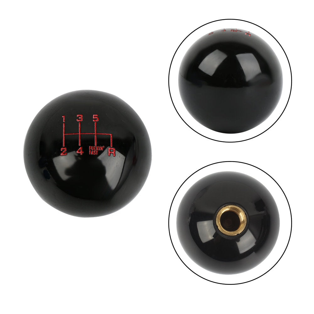 Brand New Universal 6 Speed Fuckin' Fast Round Black Ball Gear Shift Knob Lever M8 M10 M12 Thread