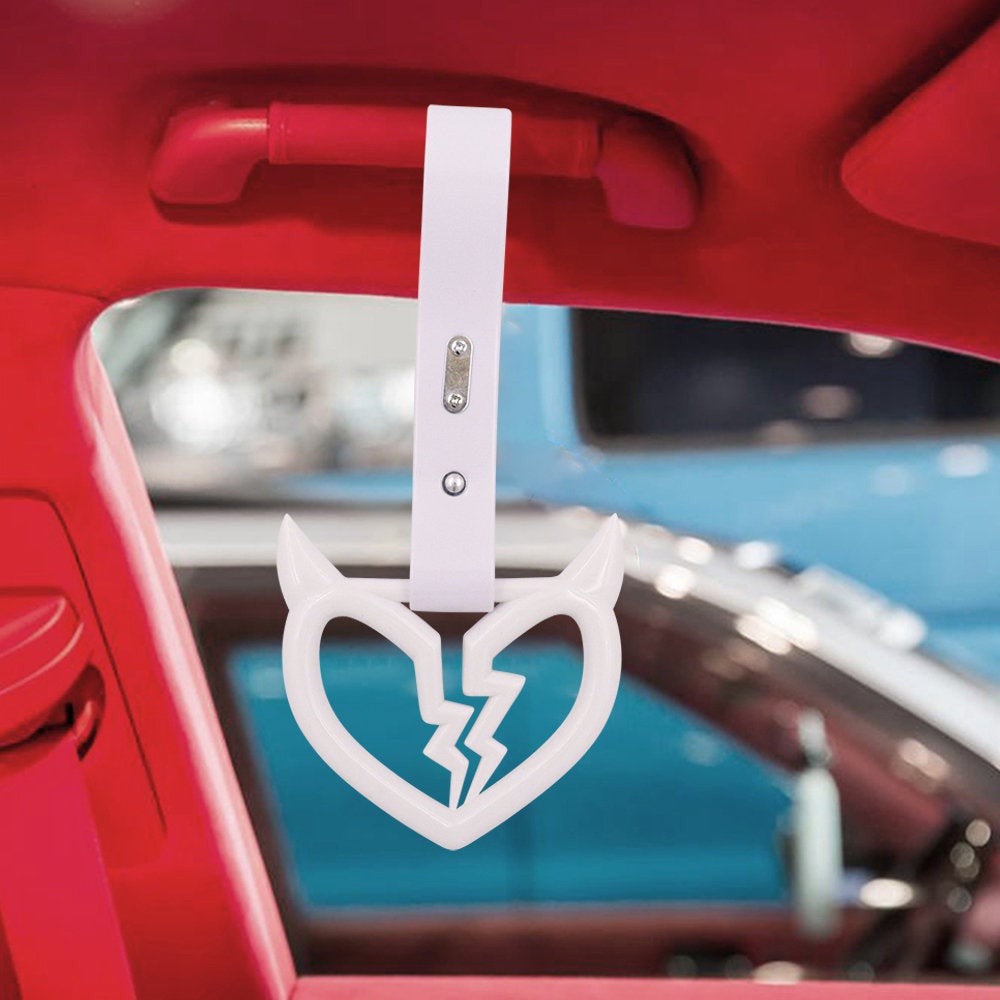 Brand New Devil Demon Broken Heart White JDM TSURIKAWA Ring Subway Train Bus Handle Strap Charm Drift