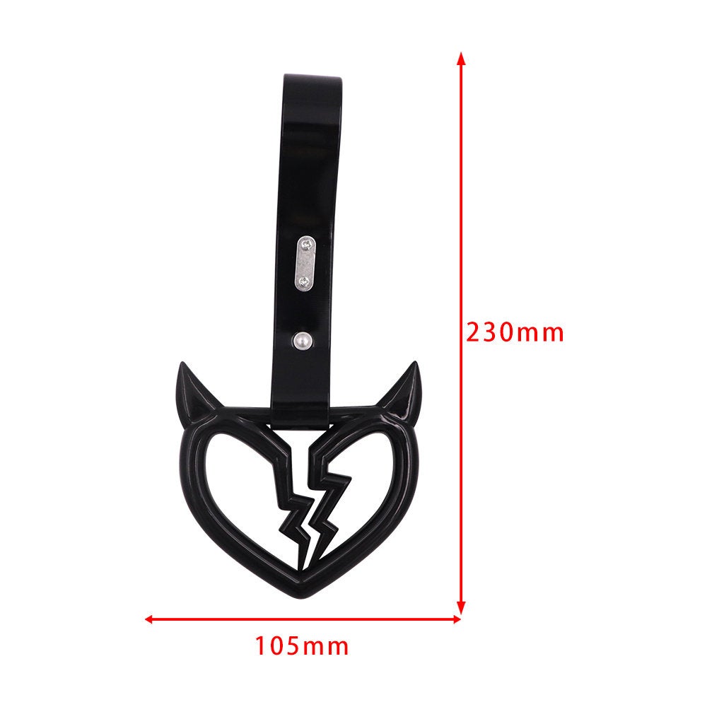 Brand New Devil Demon Broken Heart Black JDM TSURIKAWA Ring Subway Train Bus Handle Strap Charm Drift