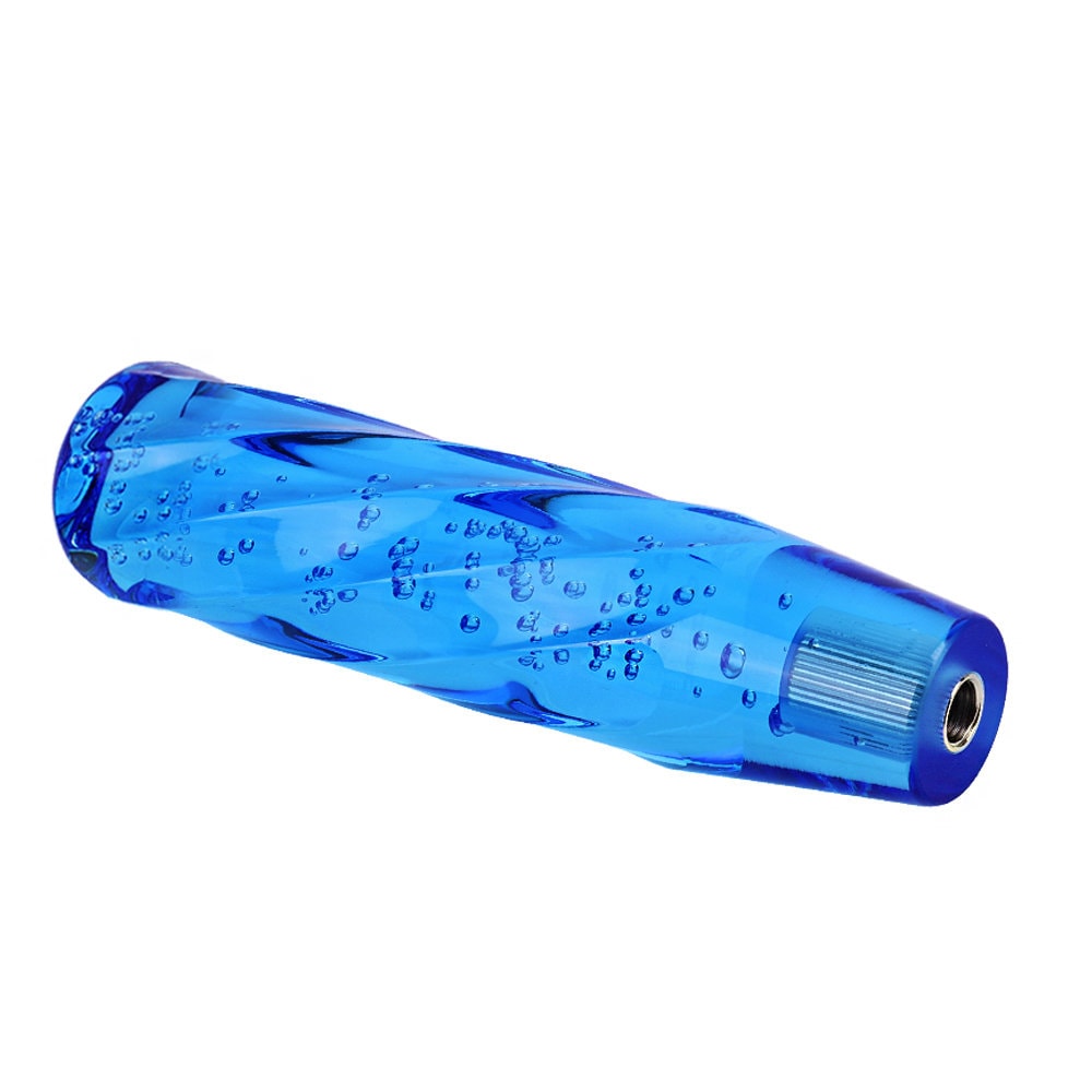 Brand New Universal VIP 200mm Transparent Manual Blue Twist Crystal Bubble Racing Gear Shift Knob M8 M10 M12