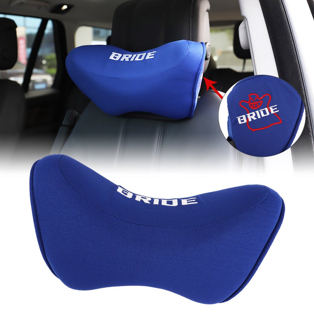 Brand New 2PCS Bride Blue Car Neck Headrest Pillow Cloth Racing MEMORY FOAM