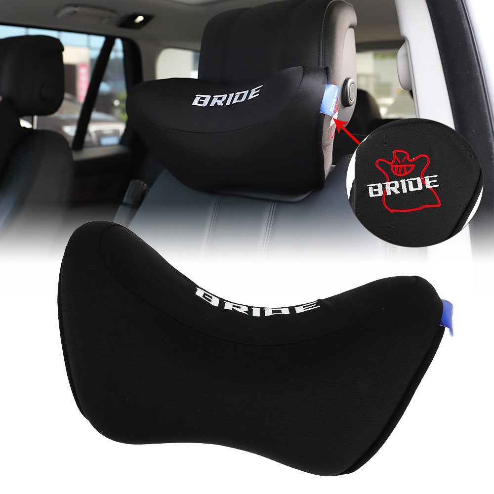 Brand New 2PCS Bride Black Car Neck Headrest Pillow Cloth Racing MEMORY FOAM