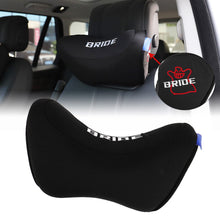 Load image into Gallery viewer, Brand New 2PCS Bride Black Car Neck Headrest Pillow Cloth Racing MEMORY FOAM