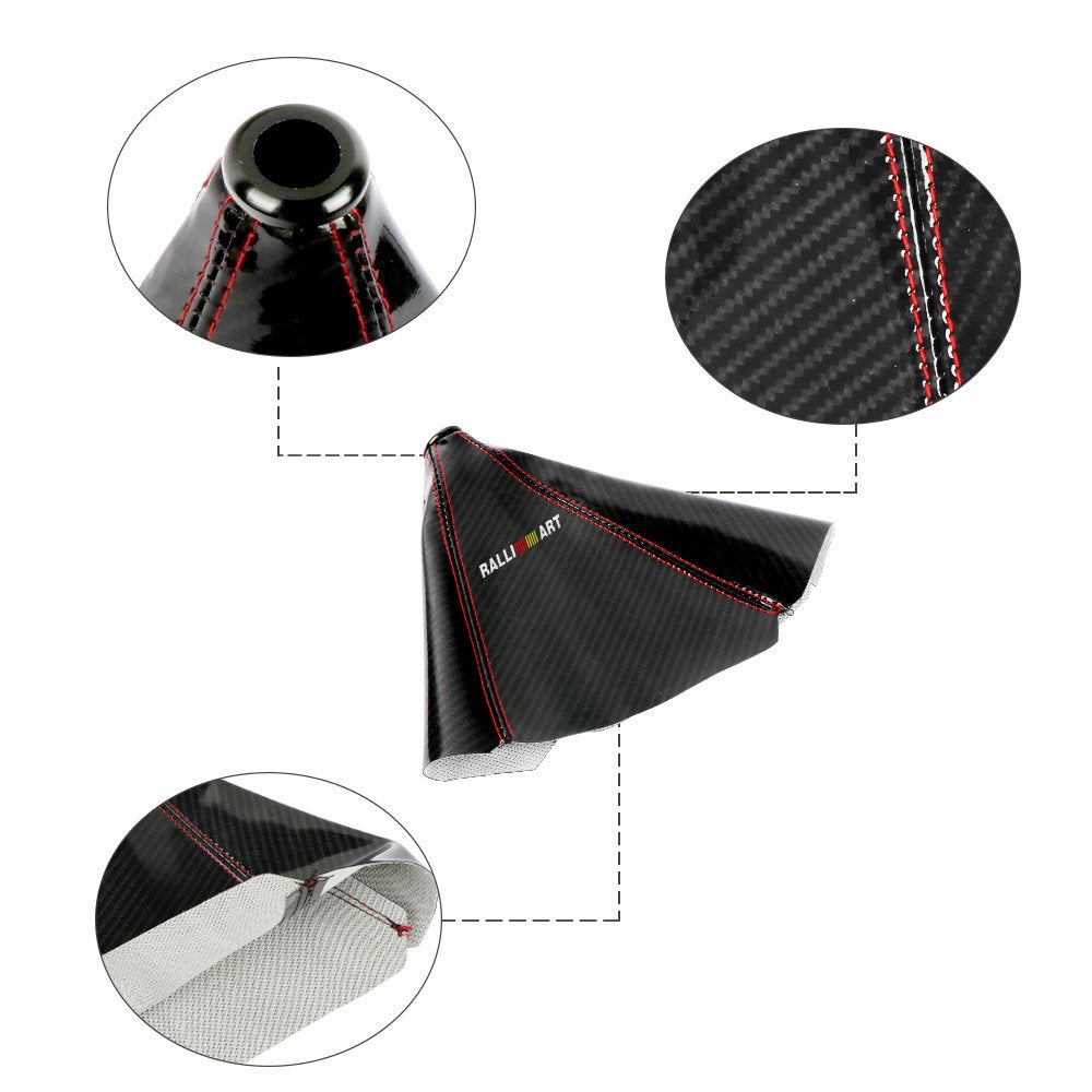 Brand New Universal Ralliart Carbon Fiber Leather PVC Style Black Stitch Leather Gear Manual Shifter Shift Knob Boot