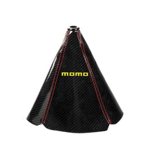 Load image into Gallery viewer, Brand New Universal Momo Carbon Fiber Leather PVC Style Black Stitch Leather Gear Manual Shifter Shift Knob Boot