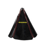 Brand New Universal Momo Carbon Fiber Leather PVC Style Black Stitch Leather Gear Manual Shifter Shift Knob Boot