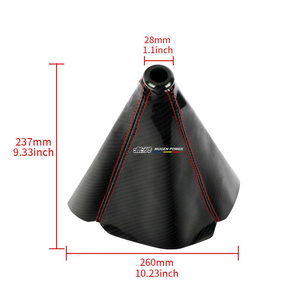 Brand New Universal Mugen Power Carbon Fiber Leather PVC Style Black Stitch Leather Gear Manual Shifter Shift Knob Boot