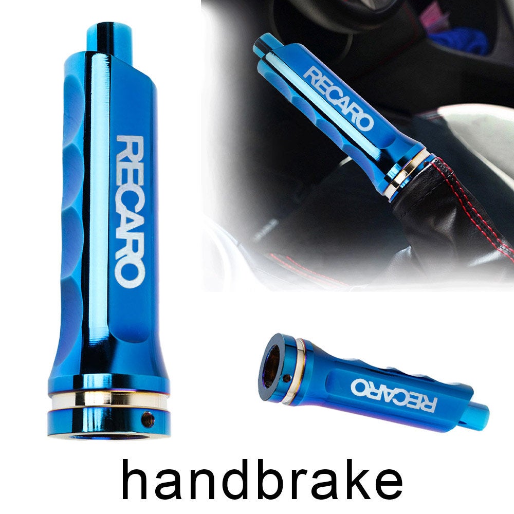 Brand New 1PCS Recaro Titanium Burnt Blue Aluminum Car Handle Hand Brake Sleeve Universal Cover For Universal