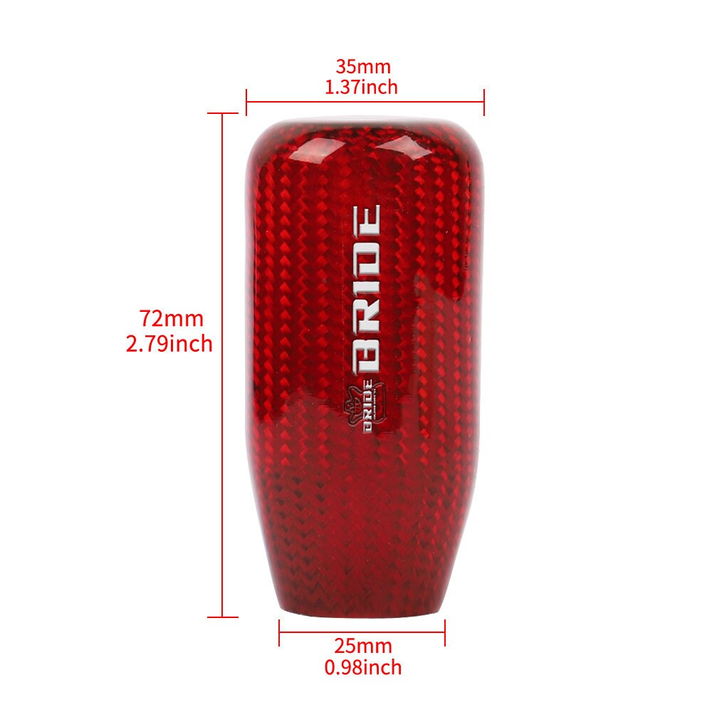 Brand New Universal V5 Bride Red Real Carbon Fiber Car Gear Stick Shift Knob For MT Manual M12 M10 M8