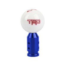 Load image into Gallery viewer, Brand New Universal JDM TRD 6 SPEED White Round Ball Gear Shift Knob Lever + Blue Adapter For Non Threaded Shifters M12x1.25