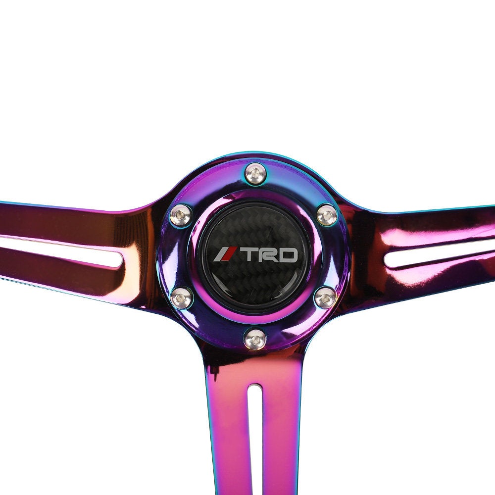 Brand New Universal Jdm TRD 6-Hole 350mm Deep Dish Vip Red Crystal Bubble Neo Spoke STEERING WHEEL