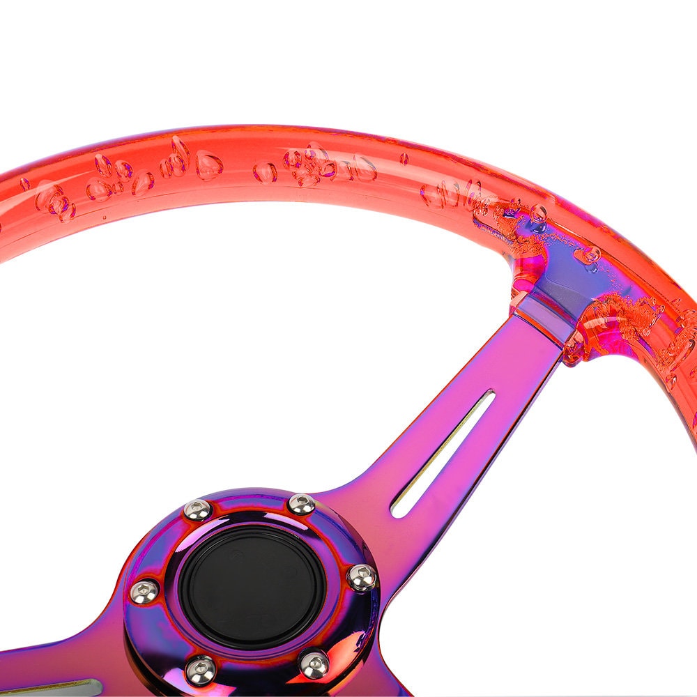 Brand New Universal JDM 6-Hole 350mm Deep Dish Vip Red Crystal Bubble Neo Spoke STEERING WHEEL