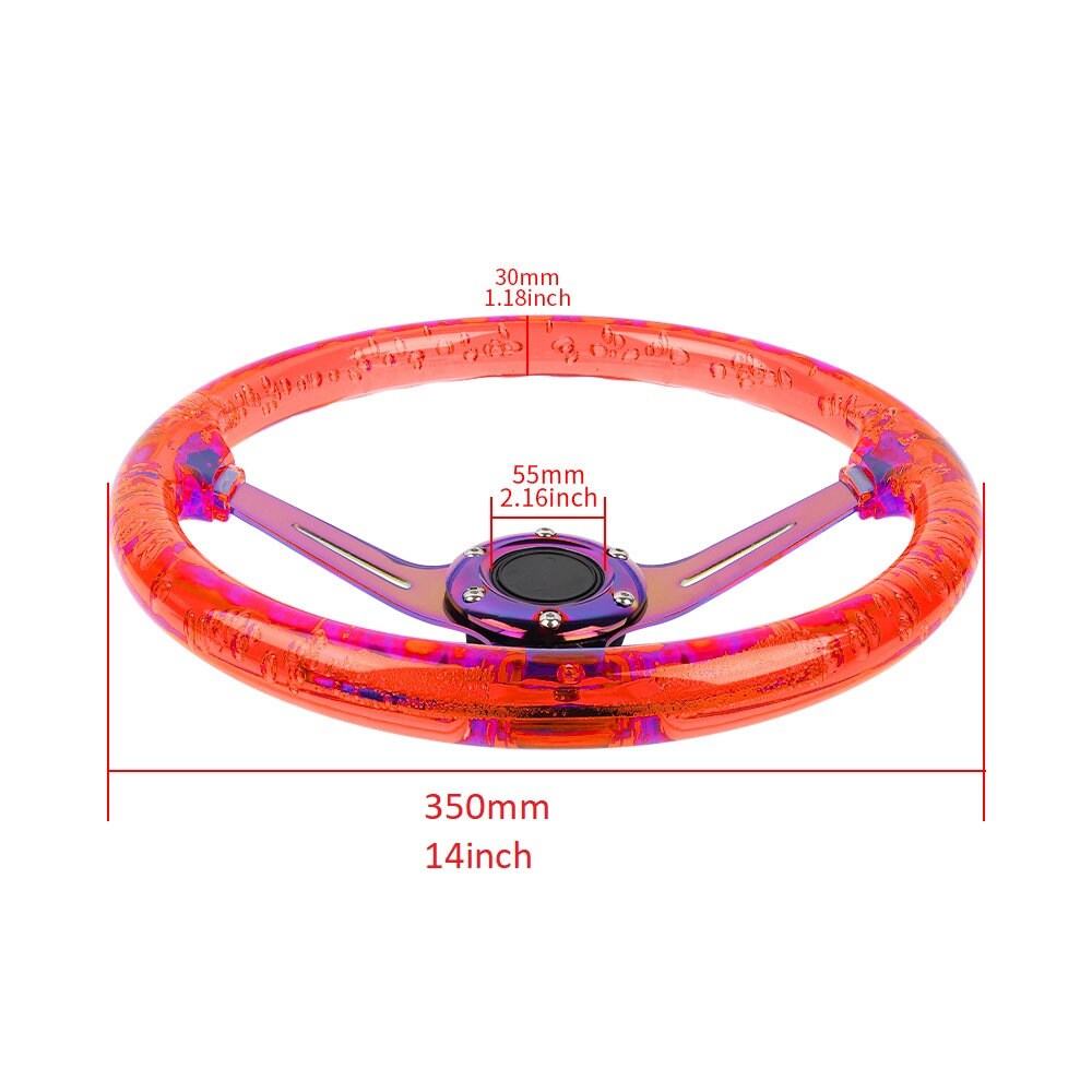 Brand New Universal JDM 6-Hole 350mm Deep Dish Vip Red Crystal Bubble Neo Spoke STEERING WHEEL