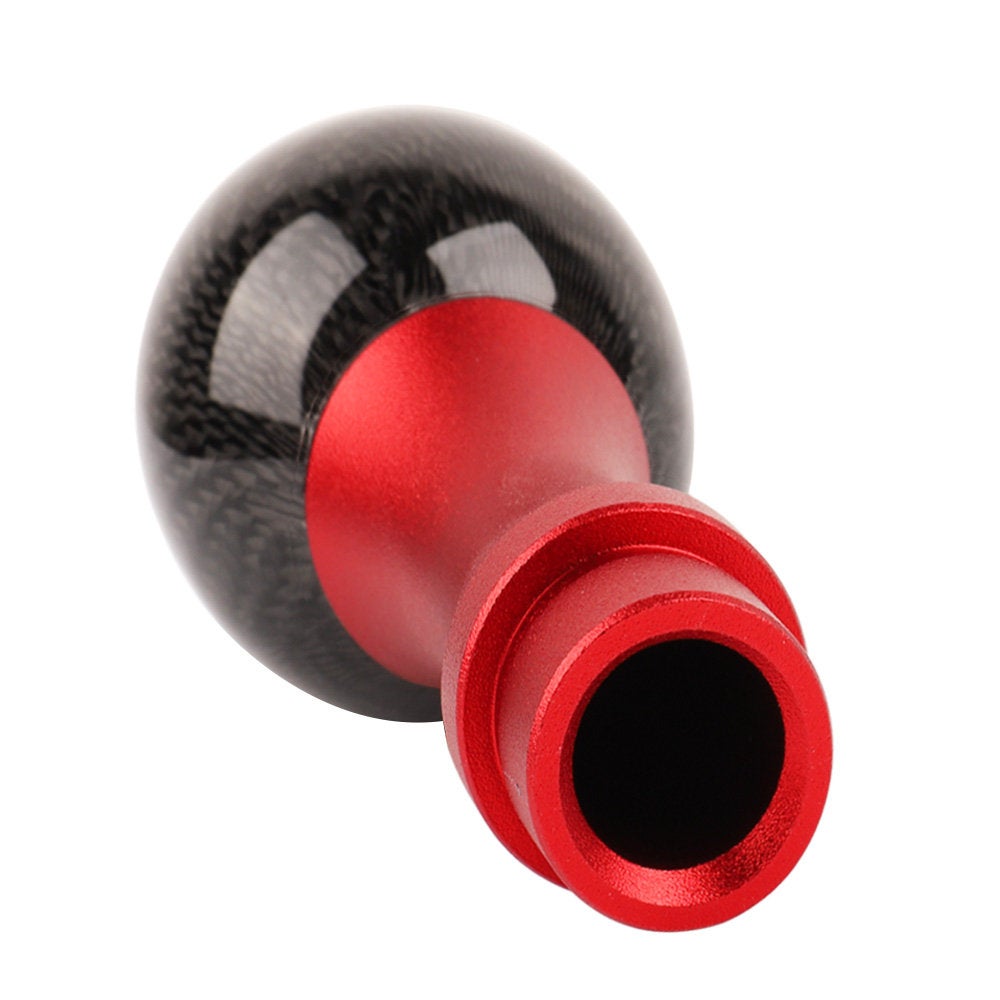 Brand New Universal JDM Black/Red Carbon Fiber Ball Shift Knob Manual Gear Shifter Lever Knob