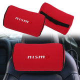 Brand New 2PCS JDM Nismo Red Fabric Material Car Neck Headrest Pillow Fabric Racing Seat