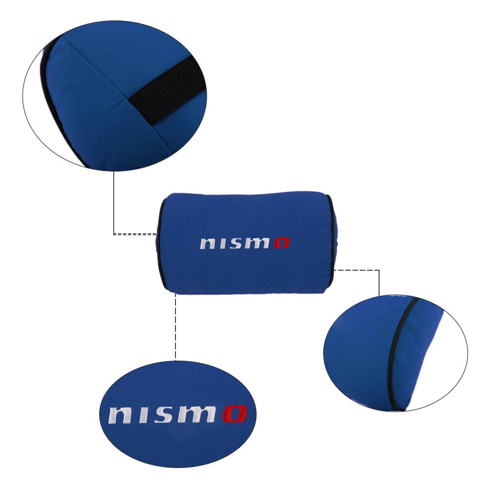 Brand New 1PCS JDM Nismo Blue Fabric Material Car Neck Headrest Pillow Fabric Racing Seat