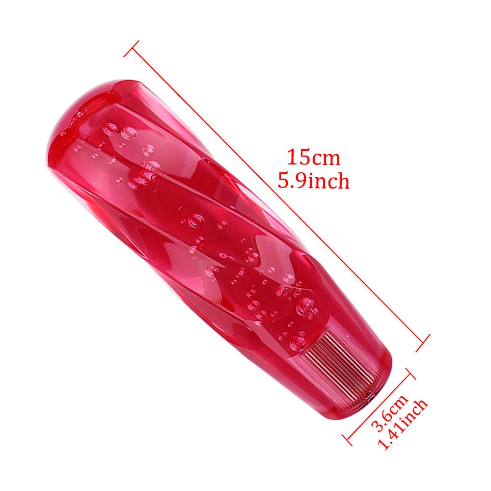 Brand New Universal VIP 150mm Transparent Manual Red Twist Crystal Bubble Racing Gear Shift Knob M8 M10 M12