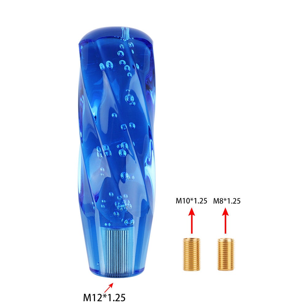 Brand New Universal VIP 150mm Transparent Manual Blue Twist Crystal Bubble Racing Gear Shift Knob M8 M10 M12