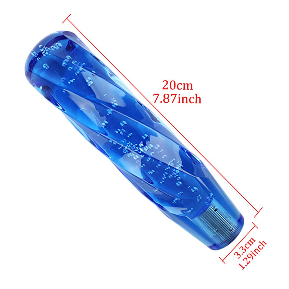 Brand New Universal VIP 200mm Transparent Manual Blue Twist Crystal Bubble Racing Gear Shift Knob M8 M10 M12