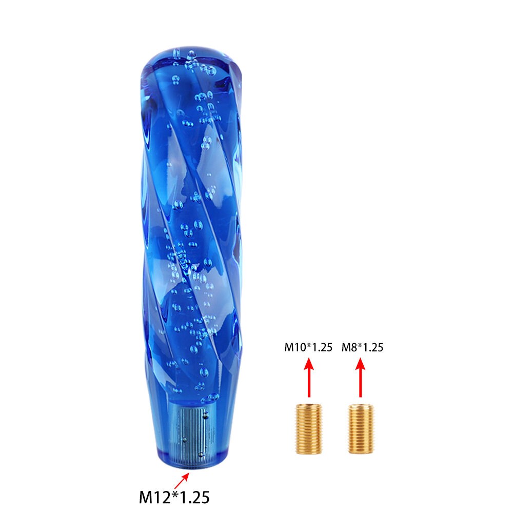 Brand New Universal VIP 200mm Transparent Manual Blue Twist Crystal Bubble Racing Gear Shift Knob M8 M10 M12