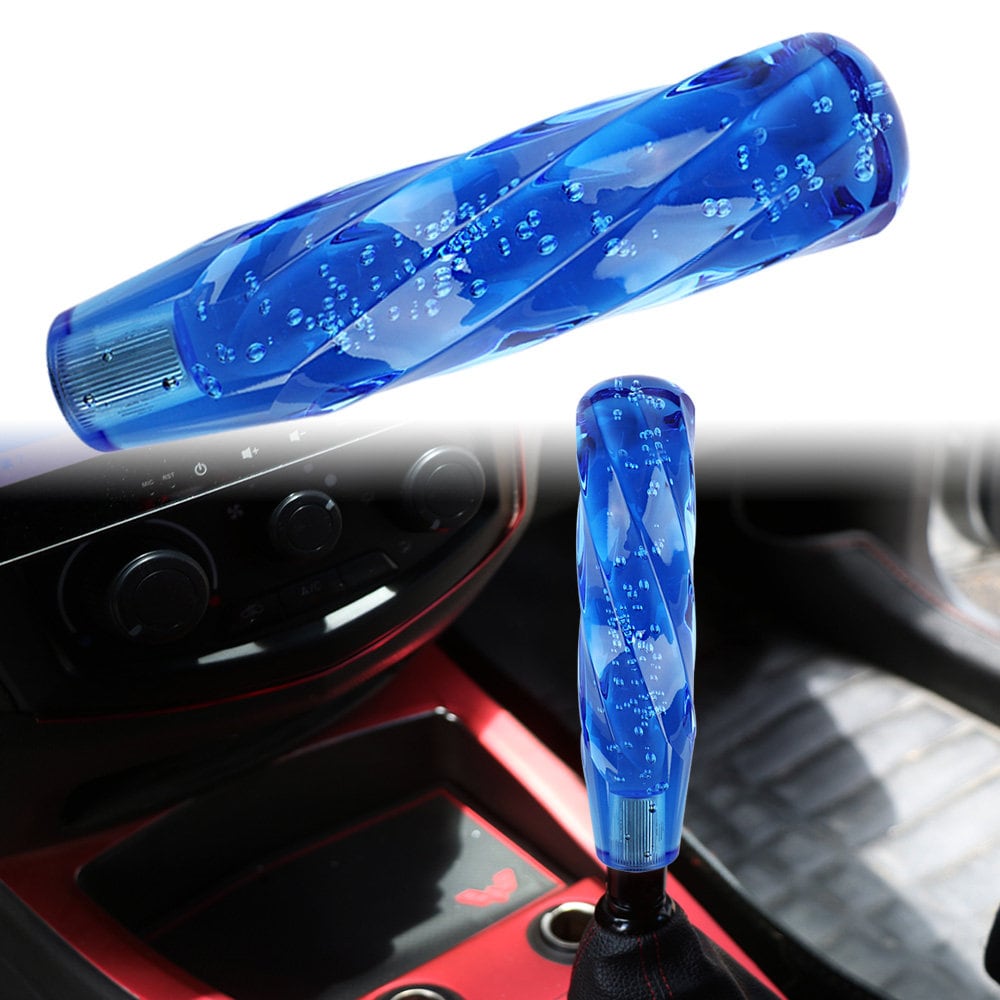 Brand New Universal VIP 200mm Transparent Manual Blue Twist Crystal Bubble Racing Gear Shift Knob M8 M10 M12