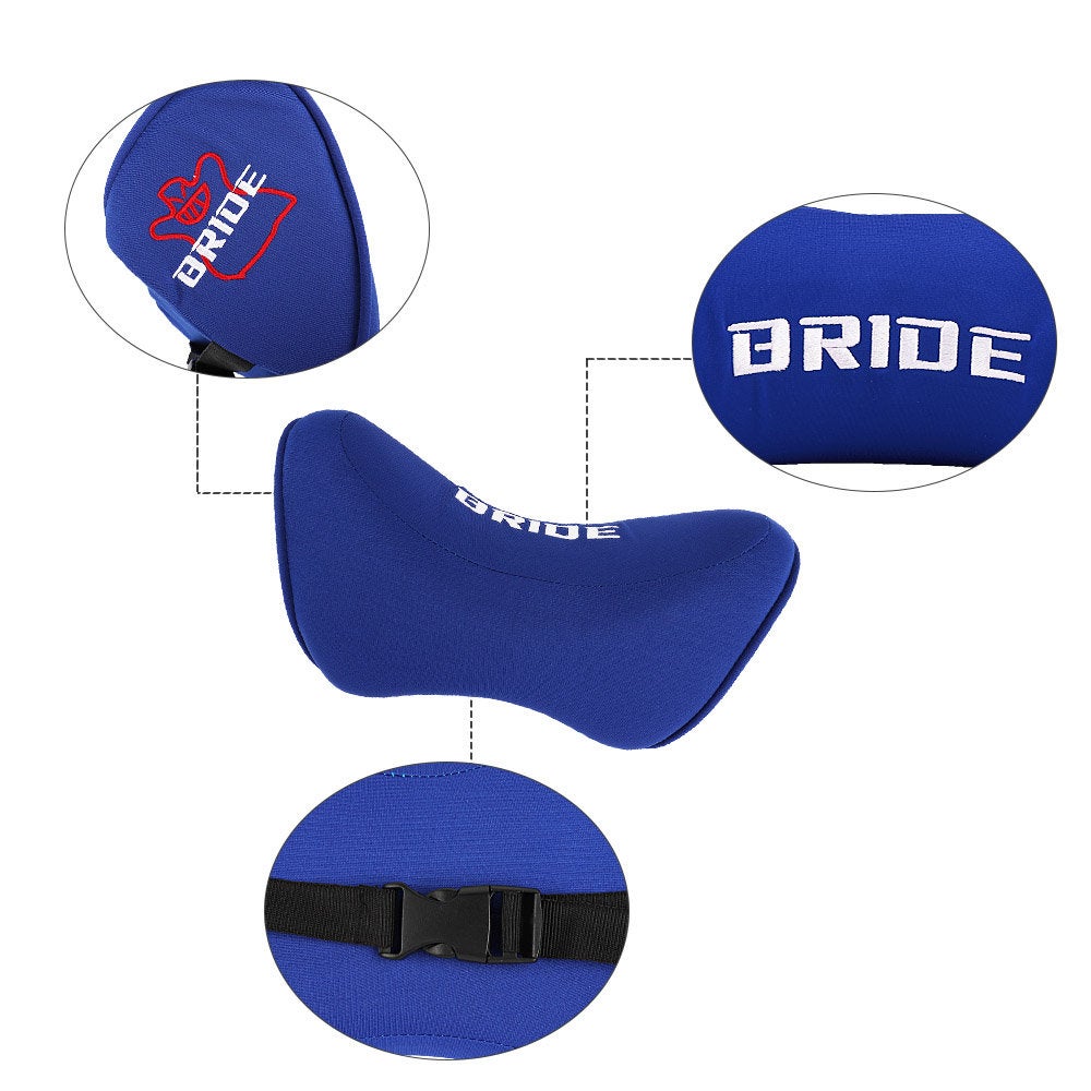 Brand New 2PCS Bride Blue Car Neck Headrest Pillow Cloth Racing MEMORY FOAM