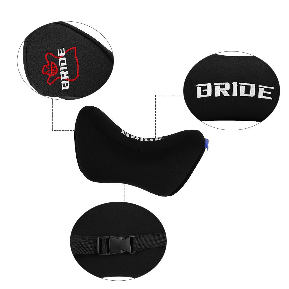 Brand New 2PCS Bride Black Car Neck Headrest Pillow Cloth Racing MEMORY FOAM