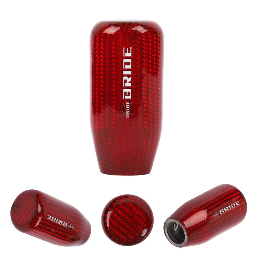 Brand New Universal V5 Bride Red Real Carbon Fiber Car Gear Stick Shift Knob For MT Manual M12 M10 M8