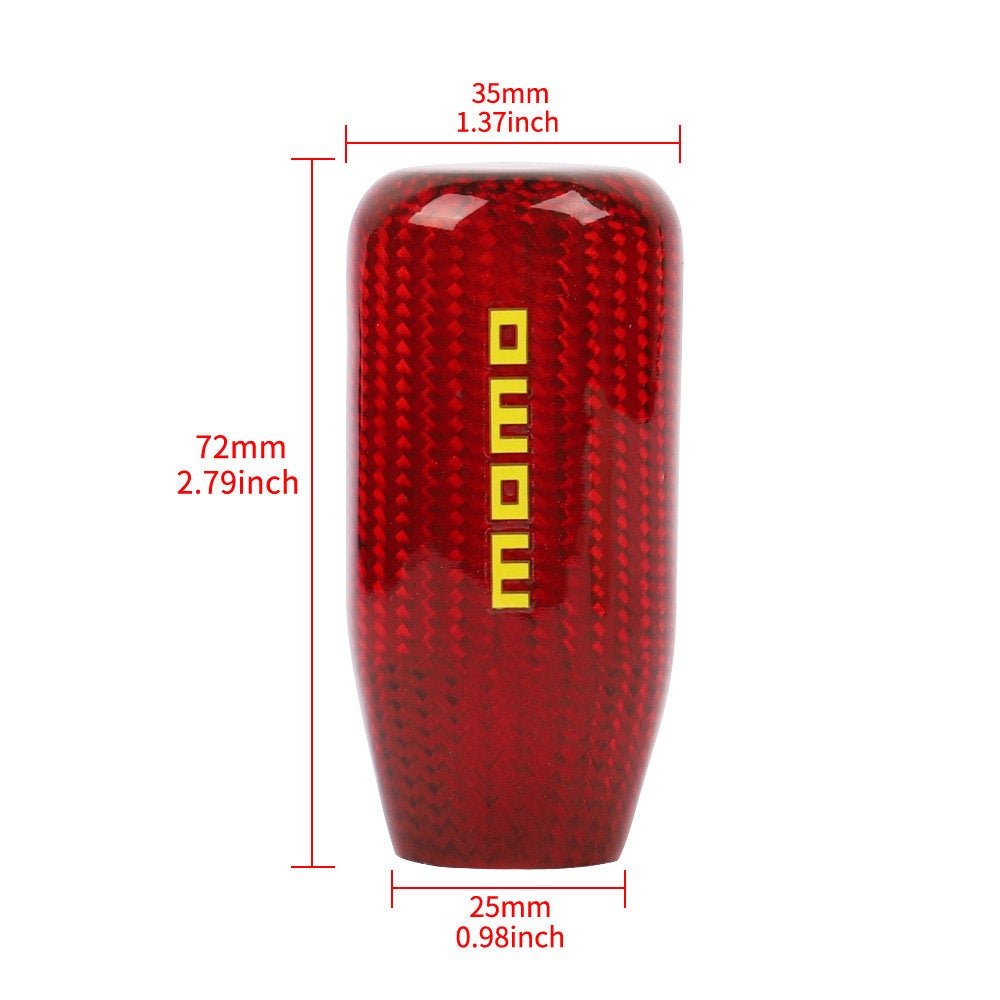 Brand New Universal V5 Momo Red Real Carbon Fiber Car Gear Stick Shift Knob For MT Manual M12 M10 M8