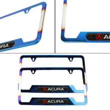 Load image into Gallery viewer, Brand New Universal 2PCS Acura Titanium Burnt Blue Metal License Plate Frame