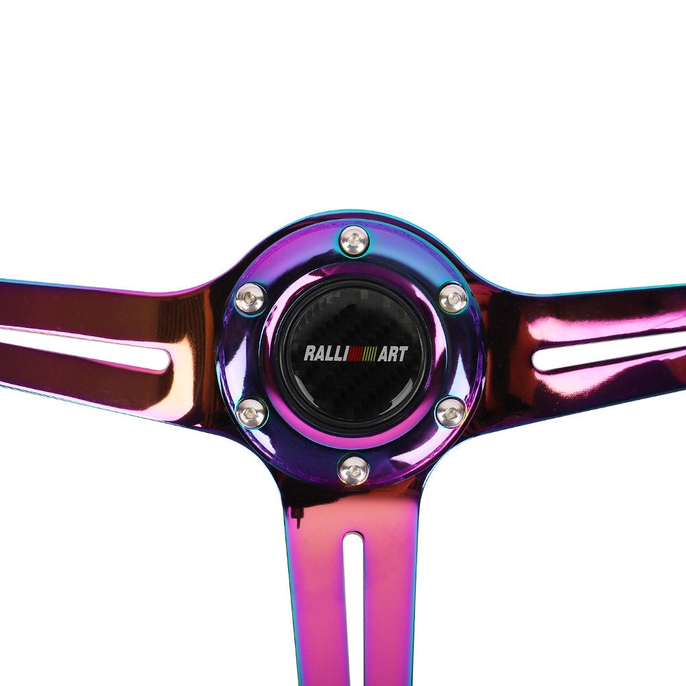 Brand New Universal JDM Ralliart 6-Hole 350mm Deep Dish Vip Red Crystal Bubble Neo Spoke STEERING WHEEL