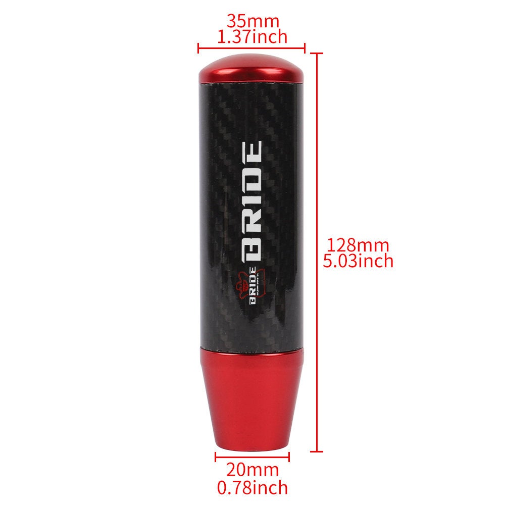 Brand New 13CM BRIDE Universal Red Carbon Fiber Manual Gear Stick Shift Knob Lever Shifter M8 M10 M12